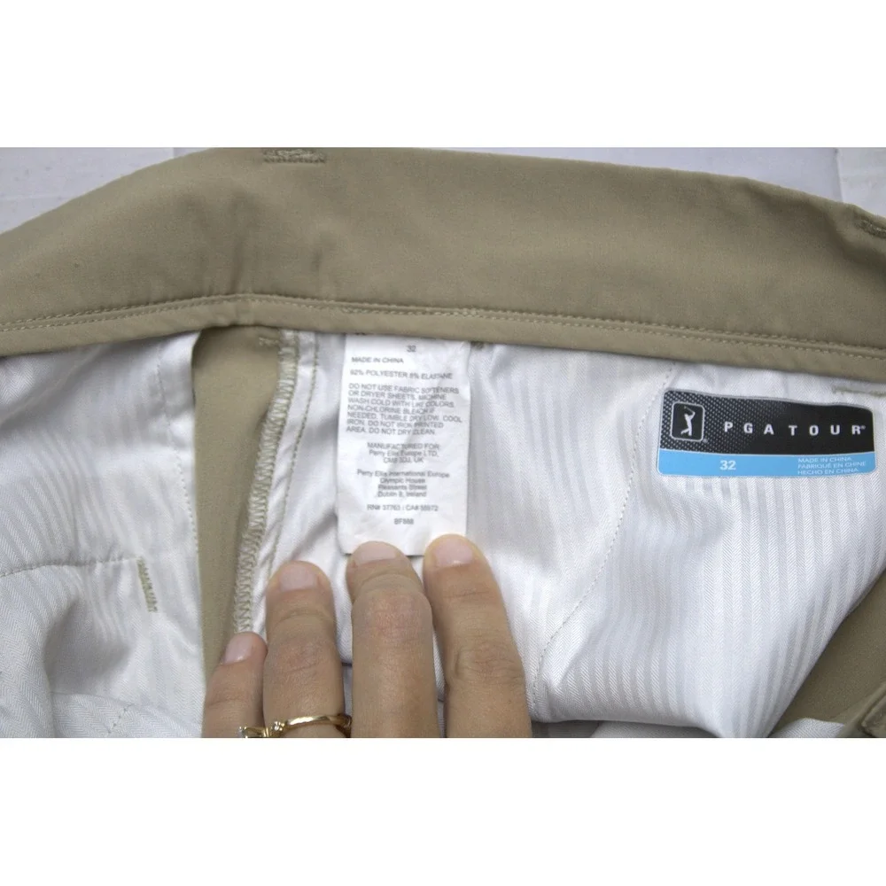 PGA Tour Mens Golf Shorts Khaki Tan Performance Stretch Size 32